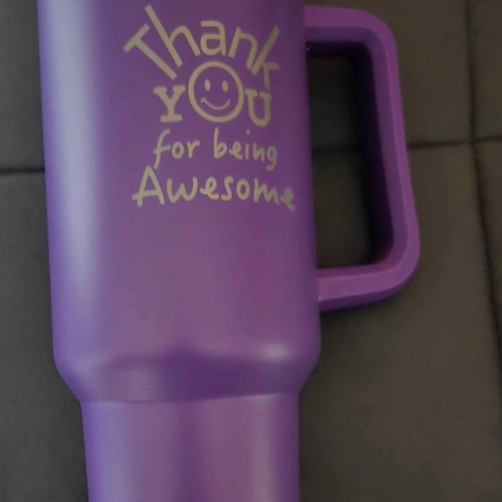 Vibrant Purple Motivational Tumbler with Handle - Picture 2 of 3